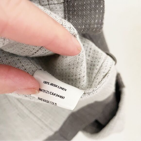 Eileen Fisher Irish Linen Single Button Double Front Pocket Jacket L light grey - Picture 3 of 8
